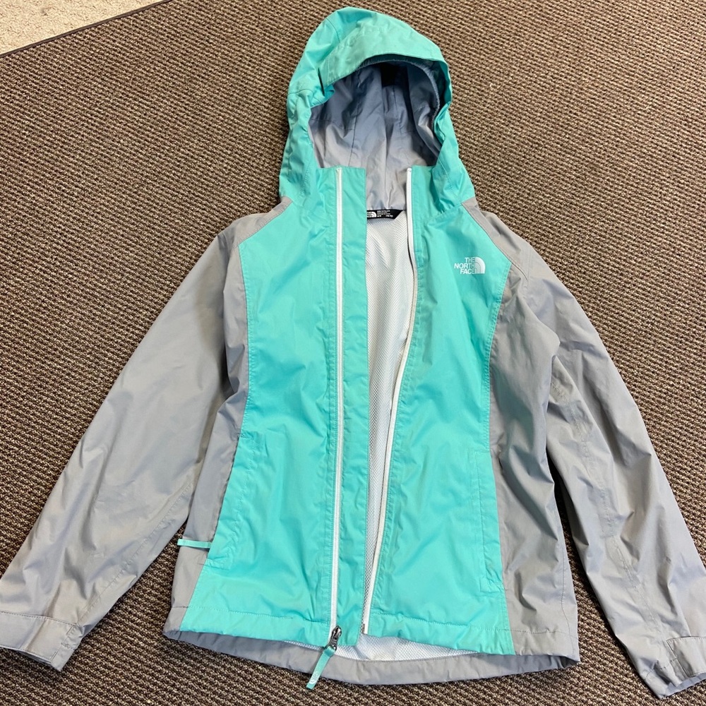 North Face Girls Teal Gray Jacket Coat M 10/12